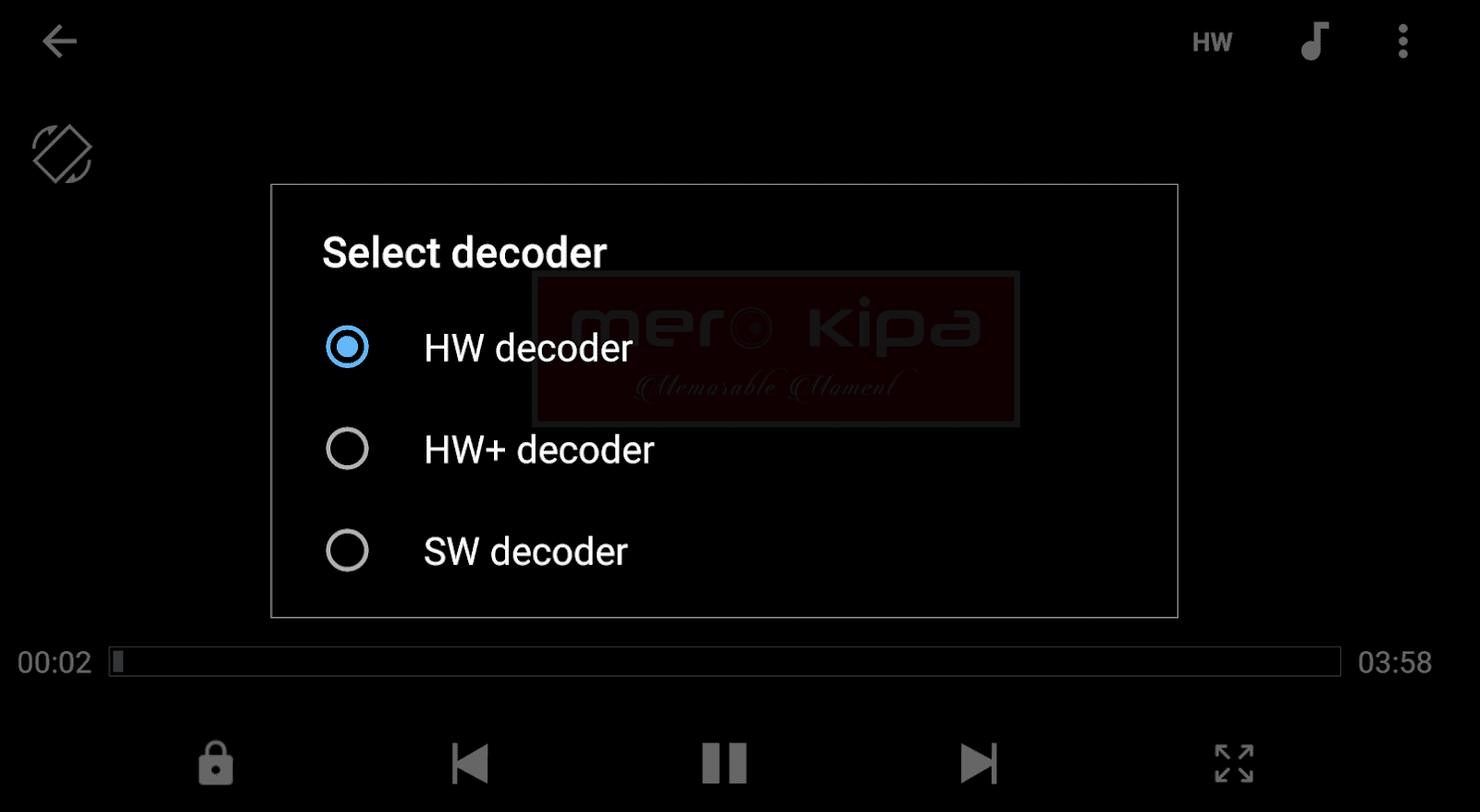 Switch, Enable & Disable Hardware and Software Decoder in MX Player